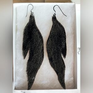 SEAL FUR EARRINGS/W SILVER WIRE HANDMADE IN ALASKA